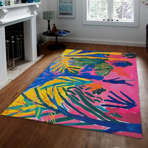 Tapis Matisse aquarelle en peluche douce pour chambre d'enfant et intérieur, 120x210 cm