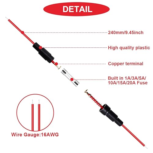 Miniatura 3 de Paquete de 16 tipos ATO ATC ATM APM portafusibles APM, 12 V, para añadir un circuito para automóvil, estándar, mini, micro2 y bajo perfil, con