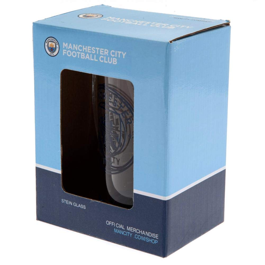 Manchester City FC - Jarra de cerveza de cristal con el escudo del equipo