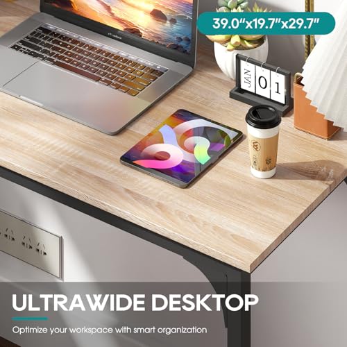 Image of BestOffice Computer Desk,Home Office Desk, Modern Simple Style for Home Office Study Writing (Nature, 39 Inch)
