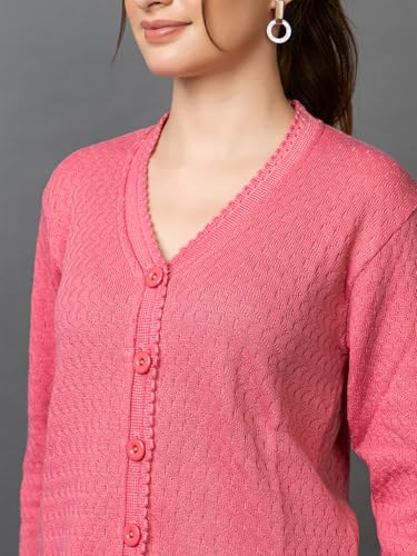 Image of Wear lusso Women Woolen V Neck Casual Wear Stylish Cardigan Sweaters for Winter with Side Pocket | Cozy and Warm Winter Sweater for Girls /Ladies