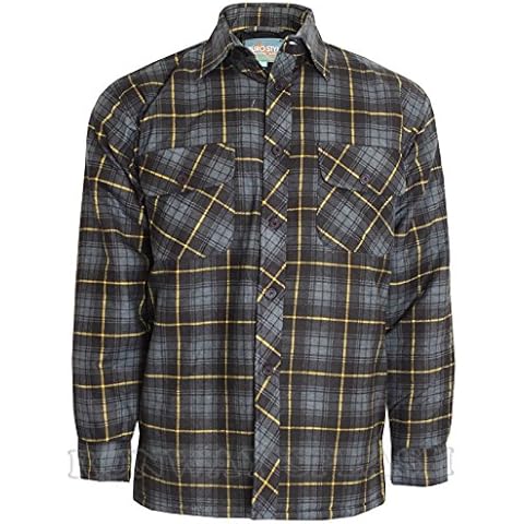 2k17July MENS CHECK BRUSHED FLANNEL LUMBER JACK CASUAL COTTON WORK SHIRT SLEEVE S-XXL[Charcoal/Yellow,XL] Cover