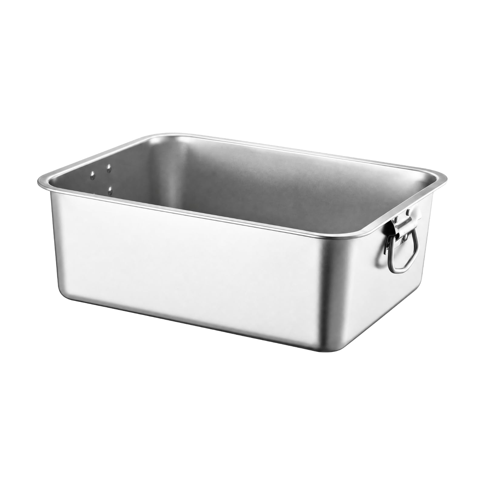 Vassoio Buffet Rettangolare in Acciaio Inox Resistente Vassoio da Buffet in Acciaio Inox con Manici Piatto da Portata per Operri Ristorazione, 27x20x10 Cm