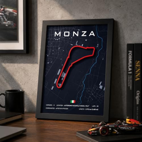 Image of CodersParadise Monza Racing Circuit 3D Wall Art Frame - Layered Motorsport Track Wall Decor for Bedroom, Gaming Room, Office, Garage, Study & Racing Fan Home Decoration.