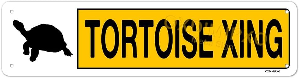 Aluminum Tortoise Crossing Yard Signs Room Decor Metal Tortoise Themed Gifts Wall Art, Wildlife Animal Street Road Signs, Caution Slow Down Traffic Warning Sign, 4x16Inches, Indoor/Outdoor