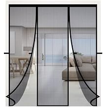 RELIANCER Fiberglass Magnetic Double Door Screen,Fit Doors Size 58"x78",Auto Close Screen Door Mesh w/Magnets,Patio Doorway Mosquito Net Screens,Self-Closing Doors Cover,Doorway Curtain Mesh Partition