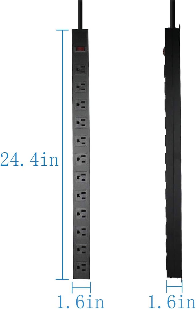 🛒 Crazy Deals 12-Outlets Heavy Duty Power Strip with 6 Ft UL 14AWG Cord Straight Plug for Commercial, Industrial, School and Home,15A 125V 1875W ,ETL Certification, Black (12 Outlet 6 FT)
