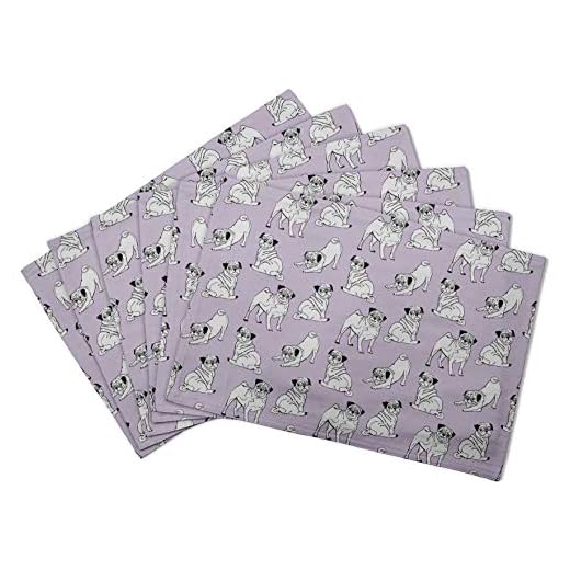 S4Sassy Lila mops hund vändbar bordsdekor bordsunderlägg vändbar matmatta-30 x 45 cm – 6 st
