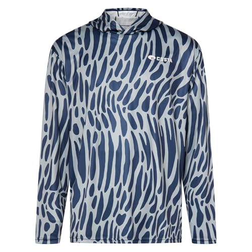 Costa Del Mar Mens Technical Hood Graphic Fishskins T-Shirt, Tiger Shark Print, 3X-Large by Costa Del Mar - Used condition - US$26.04