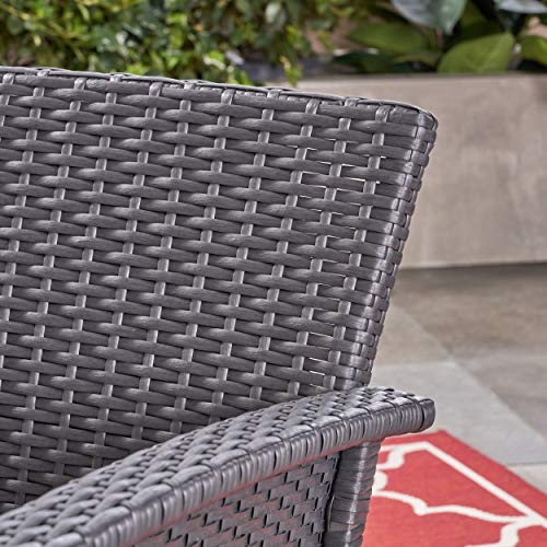 Christopher Knight Home Louisa Outdoor Wicker Club Chairs (Set of 2), Gray and Silver