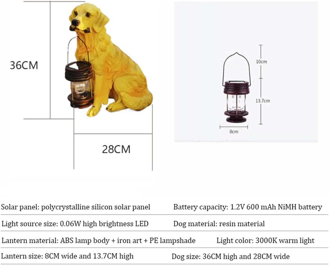 Solar Garden Outdoor Statues Dog, Resin Dog Figurine Decorations with Solar Lights,Solar Powered LED Lights Outdoor Puppy Figurine Statue,for Patio, Lawn, Yard