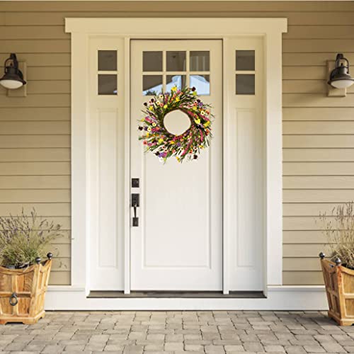 20 Inch Spring Colorful Wreath Artificial Daisy And Lavender Flower Wreath For Front Door Home Decoration #TOP5