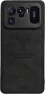 جراب حماية رقمي فاخر بملمس ناعم منقوش من البولي يوريثين المقاوم للحرارة لموبايل شاومي مي 11 الترا، جراب مقاوم للأوساخ والصدمات وبصمات الأصابع بحماية كاملة للهيكل من المعز (لون أسود)، قماش