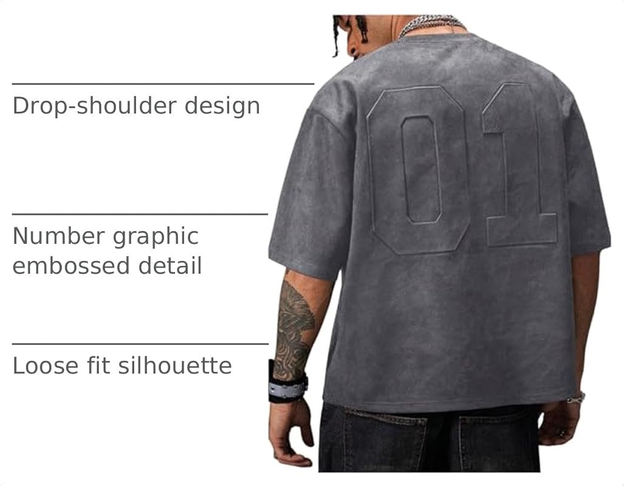 SOLY HUX Men's T-Shirt Vintage Short Sleeve Summer Tees Dark Grey