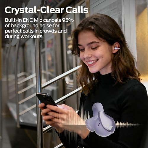 Monster Open Ear AC225 Earbuds, Bluetooth 6.0 Wireless Headphones, Stereo Sound, Lightweight Comfort Clip-On Earbuds with ENC Mic for Clear Calls, 36H Playtime, Touch Control, IPX6 Waterproof, Purple - 3