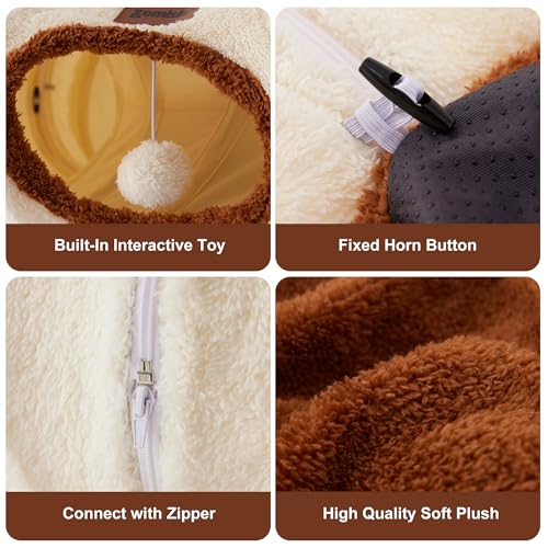 ZOMISIA Cat Tunnel Bed for Indoor Cats, Cute Cat Donut Toy Tunnel for Small Large Cats with Washable Circle Cushion, Peekaboo Pet Cave Play Tunnel for Kitten, Puppy, Navy Blue by ZOMISIA - Image 2