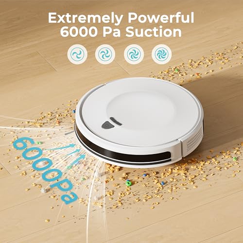 6000 Pa Robot Aspirapolvere Lavapavimenti con Mappatura, 150 Minuti Autonomia, 660mL Grande Contenitore, Controllo APP, Voce e Telecomando, Pulizia Intelligente per Peli Animali e Polvere