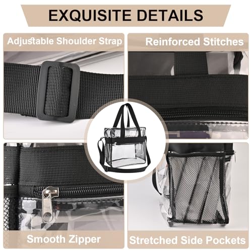 Image of Clear Bag 12x6x12 Stadium Approved Clear Tote Bag with Zipper Closure Crossbody Shoulder Bag with Adjustable Strap