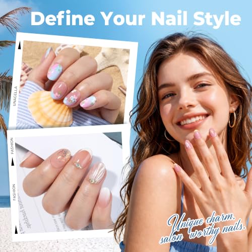 Image of UNA GELLA Short Oval Nail Tips Soft Gel Pre-Etch Full Cover Nail Extensions