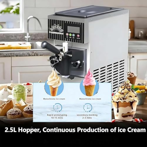 Soft Serve Ice Cream Machine, Countertop Maker with LCD Panel, Single Flavor Commercial Ice Cream Machine, Auto Clean Pre-Cooling, Countertop Dessert Maker for Restaurants Purple - Image 5