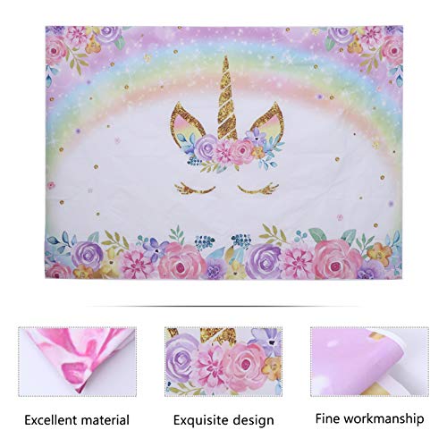 KESYOO 1 PeÃ§a de Pano de Fundo de AniversÃ¡rio de CrianÃ§as de UnicÃ³rnio (210X150cm)