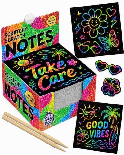 Scratch Notes - 150 Pcs Rainbow Holographic Scratch Art Paper
