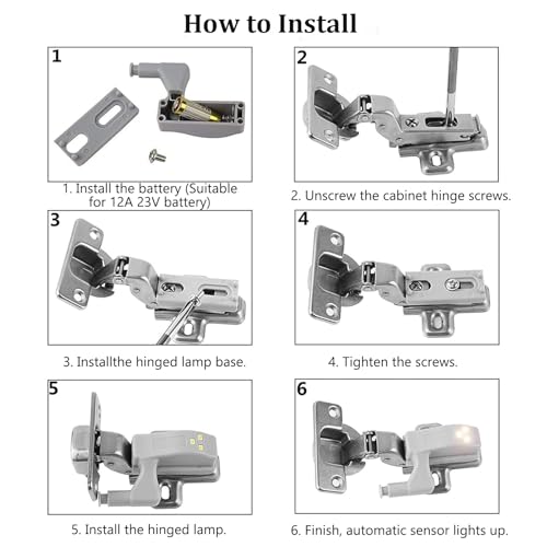 Image of Milltrip 10 Pack Cabinet Hinge LED Sensor Light, Cabinet Cupboard Hinge LED Light for Kitchen Light, Universal Cabinet Cupboard Hinge LED Light for Modern Kitchen Home (Cool White)
