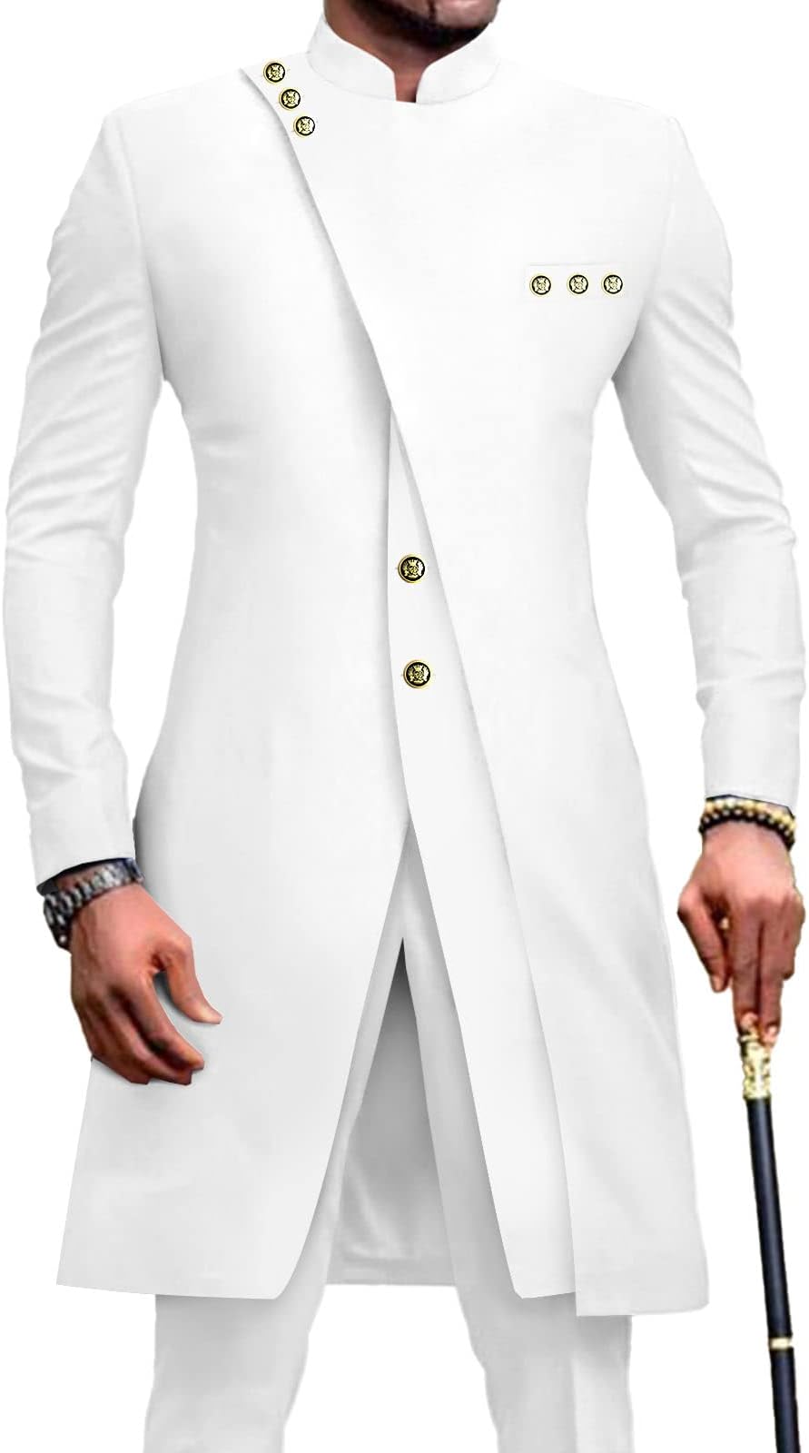 African Suits for Men Slim Fit Single Breasted Blazer and Pants Set Business Dress Suit Party Wedding Evening