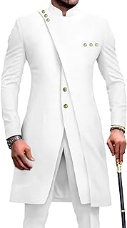 African Suits for Men Slim Fit Single Breasted Blazer and Pants Set Business Dress Suit Party Wedding Evening - Buy now