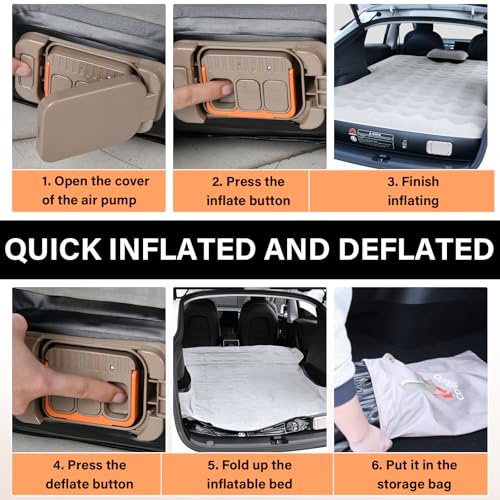 Image of Coverado Tesla Model Y Air Mattress, One Click Self Inflating Tesla Y Sleeping Pad, Wireless Pump & Light Function, 4.5 inch Thick Comfort Flocking Model Y Air Bed, Tesla Model Y Mattress Fit 2020-2026