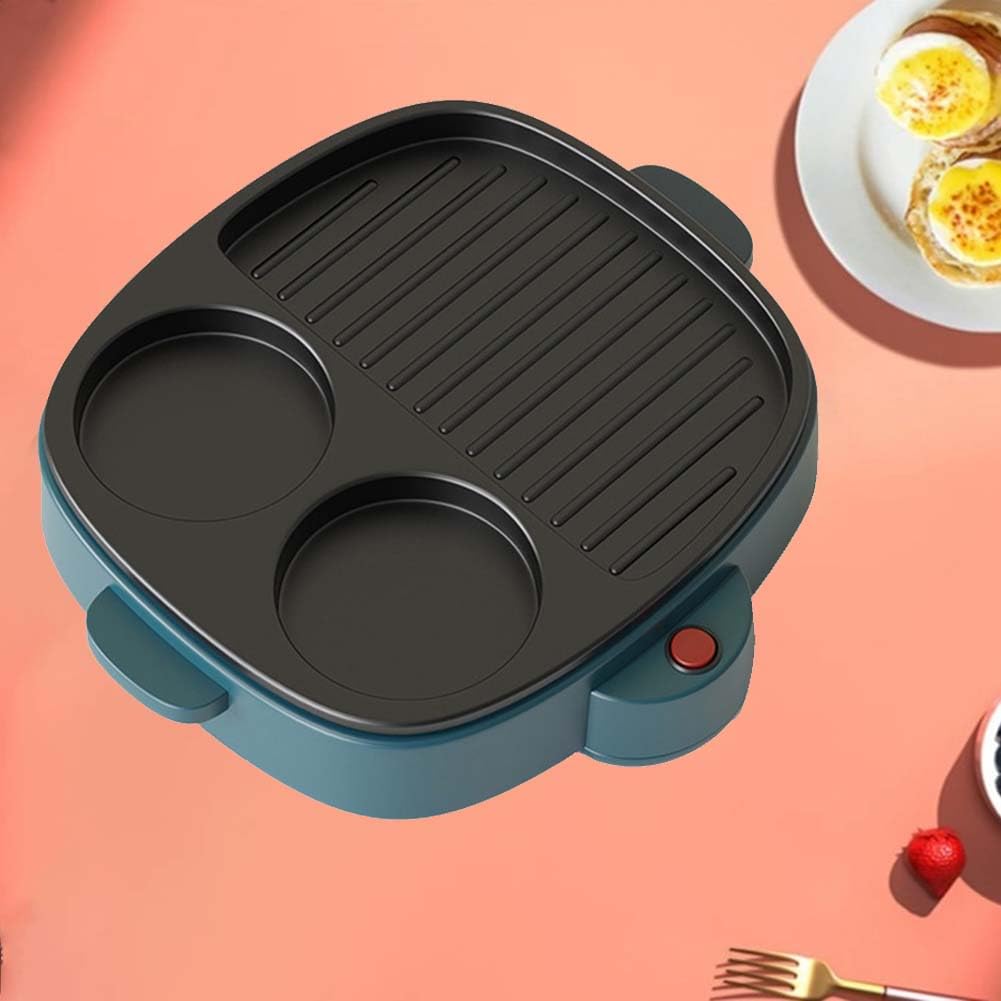 Tassteen Breakfast Machine Multifunction Non-Stick Hotpot Small Flat Electric Frying Pan Food Steamer Steak Frying C US Plug