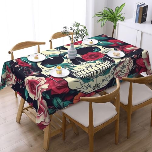 Nappe rectangulaire tissu imprimé tête de mort buffet dîner - 3