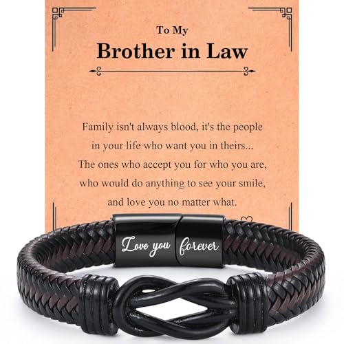 EPVID Brother in Law Gifts Leather Bracelet from Sister in Law Perfect Christmas Birthday Gifts for Men Stocking Fillers for Men