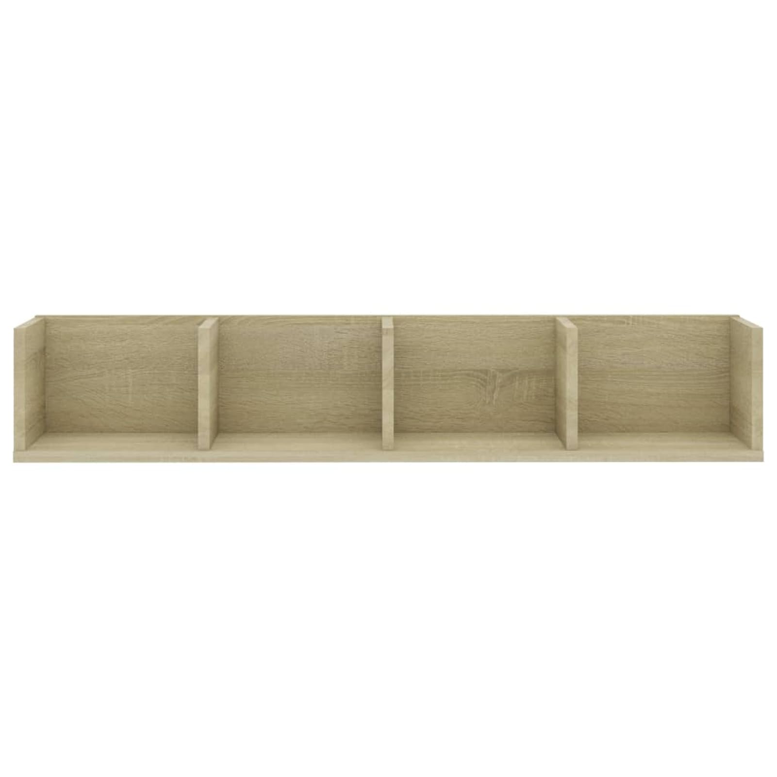 Scaffale Porta CD/Dvd da Parete, Rovere Sonoma, Legno Multistrato, 4 Scomparti Aperti, 100x18x18 cm, Portata 40 kg, Mobile per Collezioni