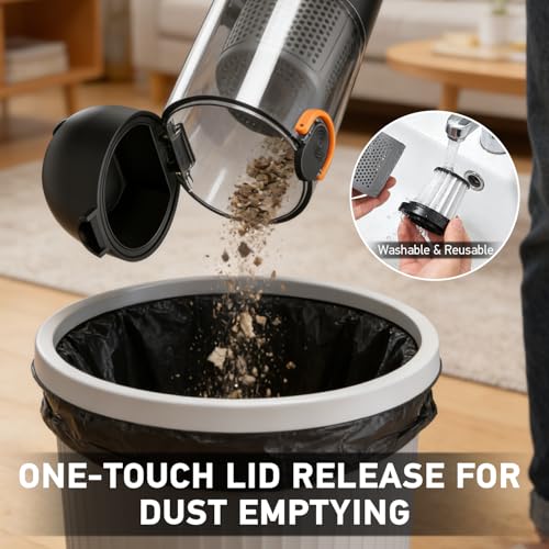 Image of Car Vacuum Portable Cordless,18000Pa 4in1 Portable Handheld Cleaner Vacuum &Air Duster 2 Suction Modes Power Blowing&Inflating, Brushless Motor Vacuum with Multi Nozzles for Car,Keyboards, Office,Pet