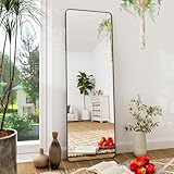 BEAUTYPEAK 59'x16' Mirror Full Length, Standing or Leaning Rounded Corner Full Body Floor Mirror with Metal Framed,Suitable for Living Room or Bathroom,Black