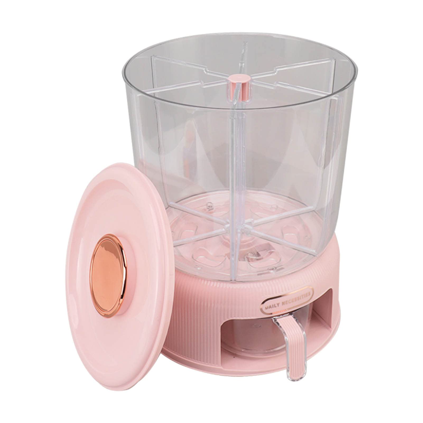 Dispenser per cereali Multi griglie Materiale per uso alimentare di grande capacità Rotazione del secchio del riso per la conservazione degli alimenti domestici (Rosa)