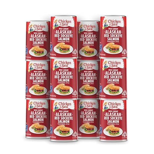 Chicken of the Sea Traditional Style Alaskan Red Sockeye Canned Salmon, 14.75 Ounce Cans, 12-Count...