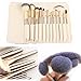 Pro Kabuki Makeup Brush Set 12Pcs: Soft Horse Hair + Synthetic Bristles for Face/Eye Makeup - Travel Case Included