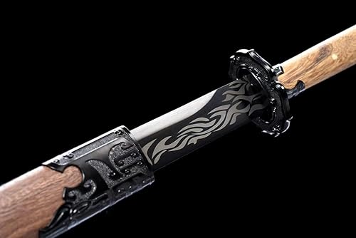 Miniatura 2 de Espada de águila china real, espada ancha (hoja de acero forjada de alto carbono, accesorios de aleación, vaina de palisandro)