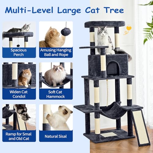 Torre para gatos Cat Craft 63 pulgadas multi-niveles gris oscuro miniatura 2