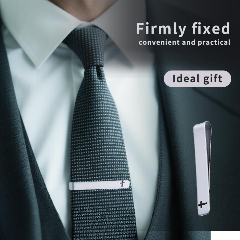 Christian Cross Tie Clip for Men Boyfriend Regular Silver Cross Tie Bar Faith Christian Husband Tie Tack Birthday Gifts3