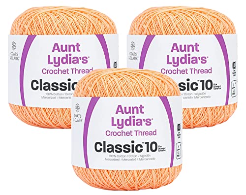 Aunt Lydia's Bulk Buy Crochet Cotton Classic Crochet Thread Size 10 (3-Pack) Light Peach 154-424