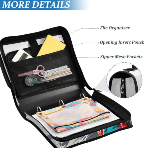 Image of Custom 3 Ring Zipper Binder Boys Playing Basketball Personalized Name 1.5 Inch Binders Large Capacity Multi Pockets for School Office Supplies