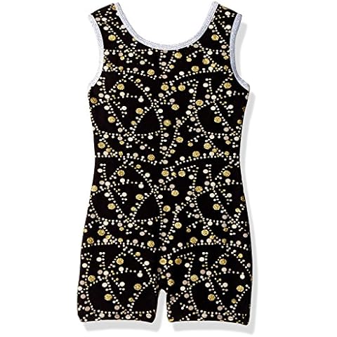 Jacques Moret Girls Dance Biketard Base Layer, Multi/Gold Circles, X-Small Cover
