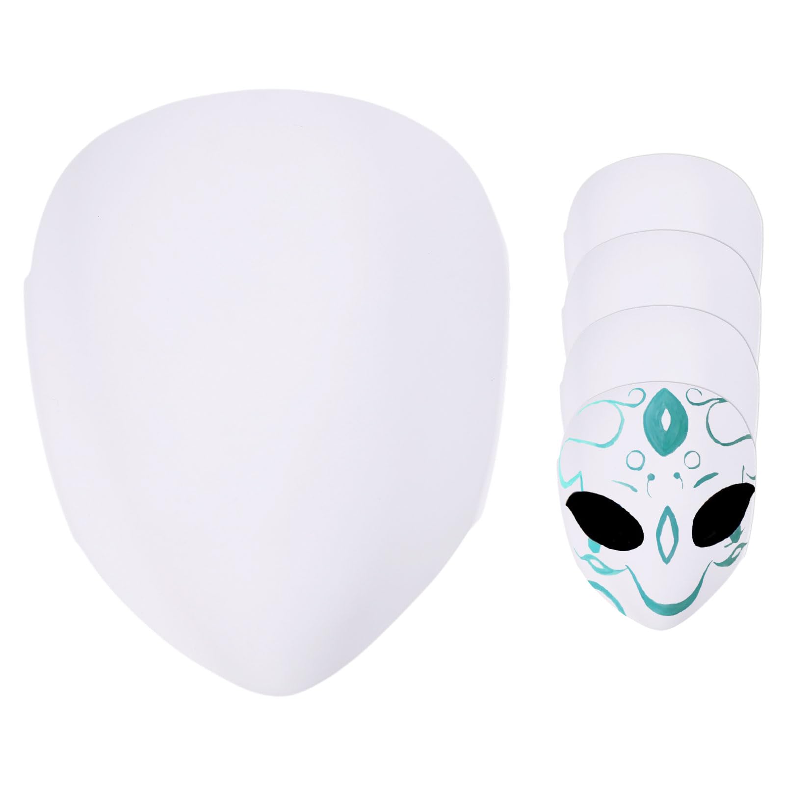 CONCHLERY 5Pcs DIY Cosplay Mask Blank White Plastic Full Face Paintable Mask, for Anime Craft Costume Holiday Party Cosplay DIY Art Project Decor Supplies