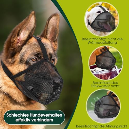 Maulkorb für Mittlere Hunde, Atmungsaktiver & Verstellbarer Hundemaulkorb mit Mesh-Design, für Giftköderschutz, Sicher bei Spaziergang, Training und Tierarzt (XL)
