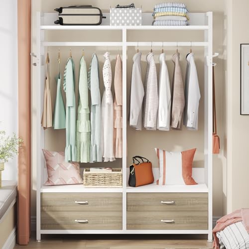 Image of Tribesigns Freestanding Closet Organizer, Garment Rack with 4 Drawers