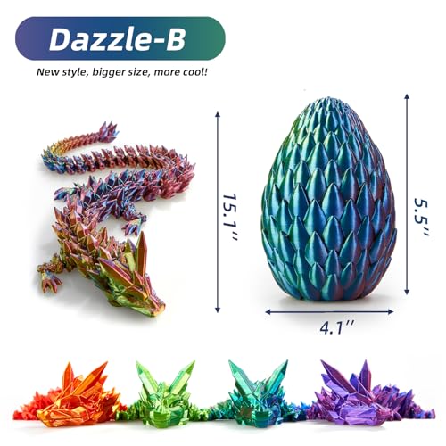 image for syouces 3D Printed Dragon Egg, 15Inch Crystal Dragon with Egg,Surprise