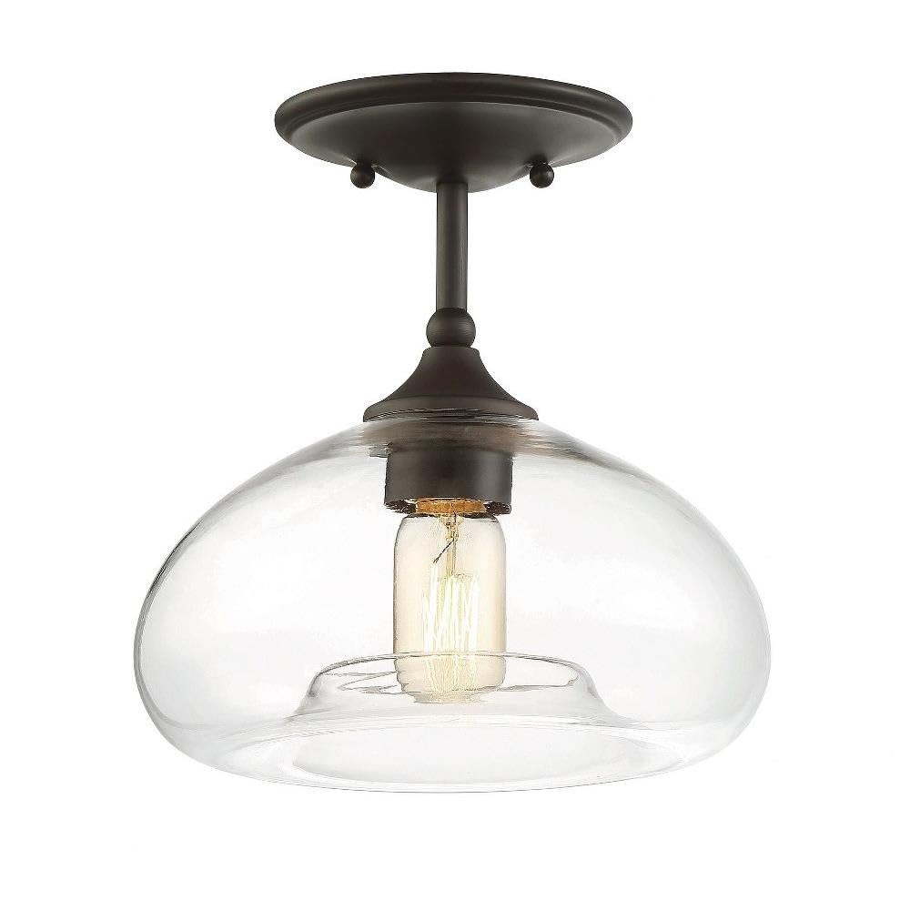 Meridian M60017ORB 1 Light Semi-Flush Mount in Mid-Century Modern Style-10.5 Inches Tall and 10.75 Inches Wide, Finish Color: Oil Rubbed Bronze